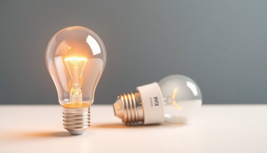 LED bulb beside EU energy label scale icons