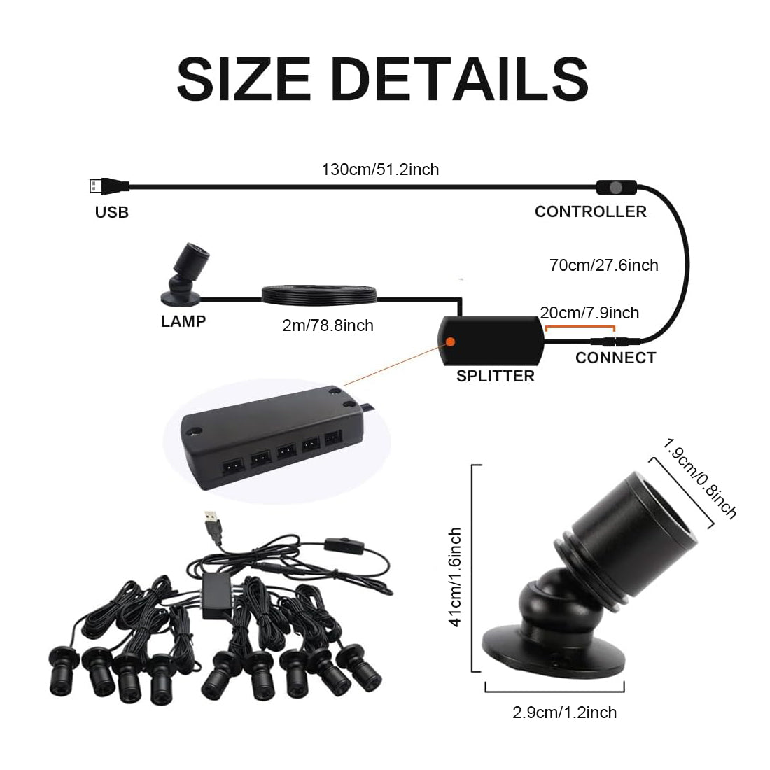 Dimmable LED Cabinet Lights USB 5V Mini SpotLight