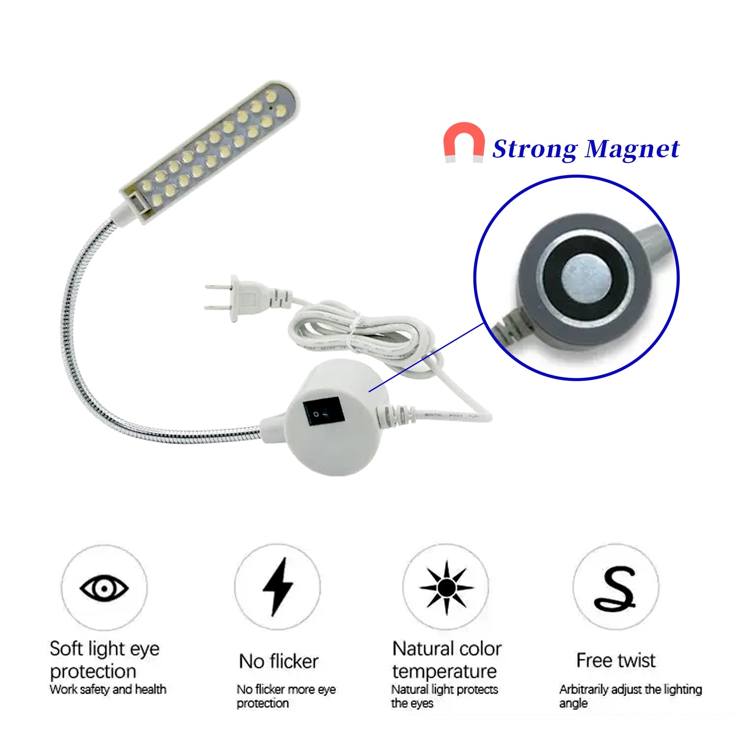 Magnetic LED Sewing Lamp With Flexible Hose
