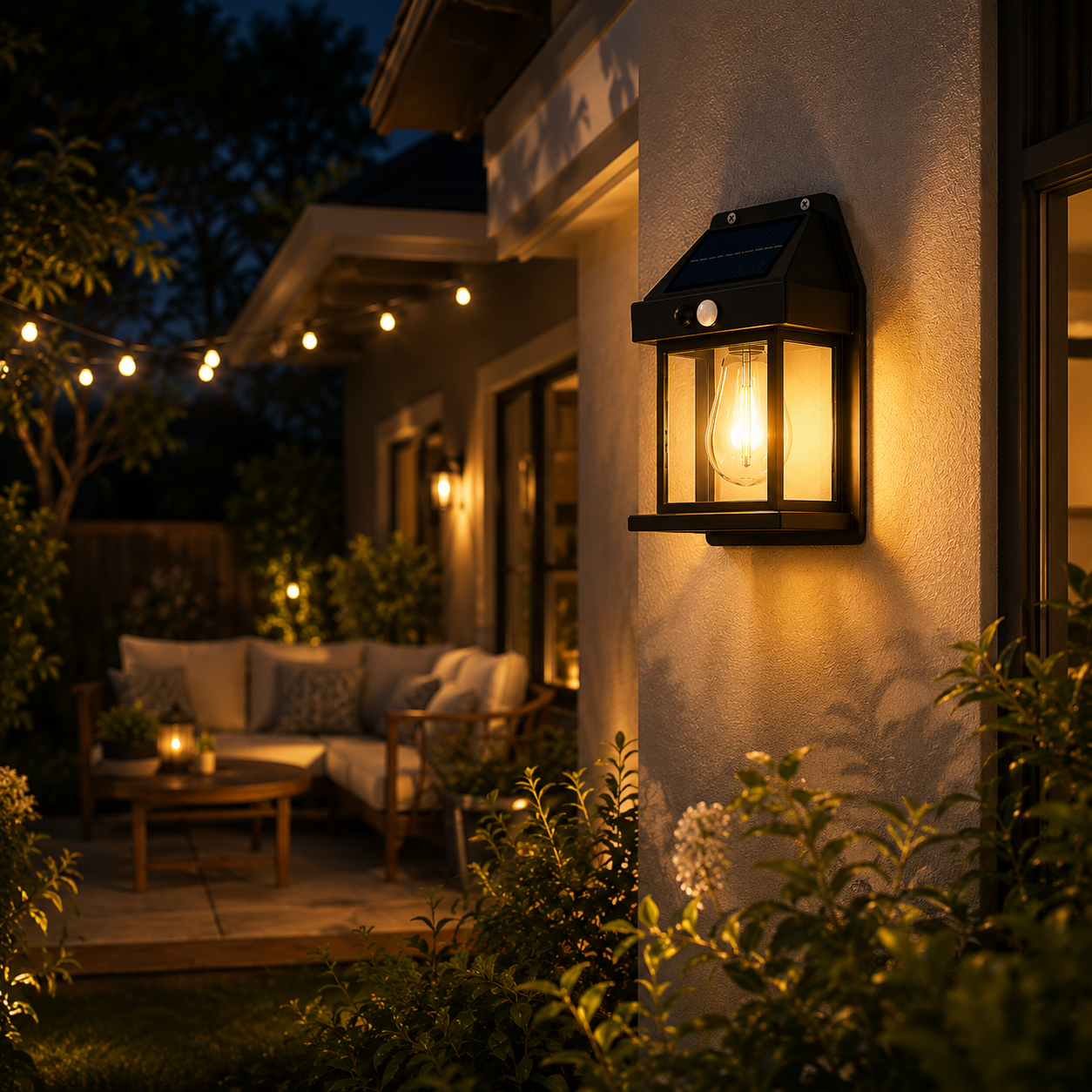 4pcs Solar Motion Sensor Wall Lights Outdoor Waterproof LED Garden Fence Patio Porch Balcony Warm White Security Lighting