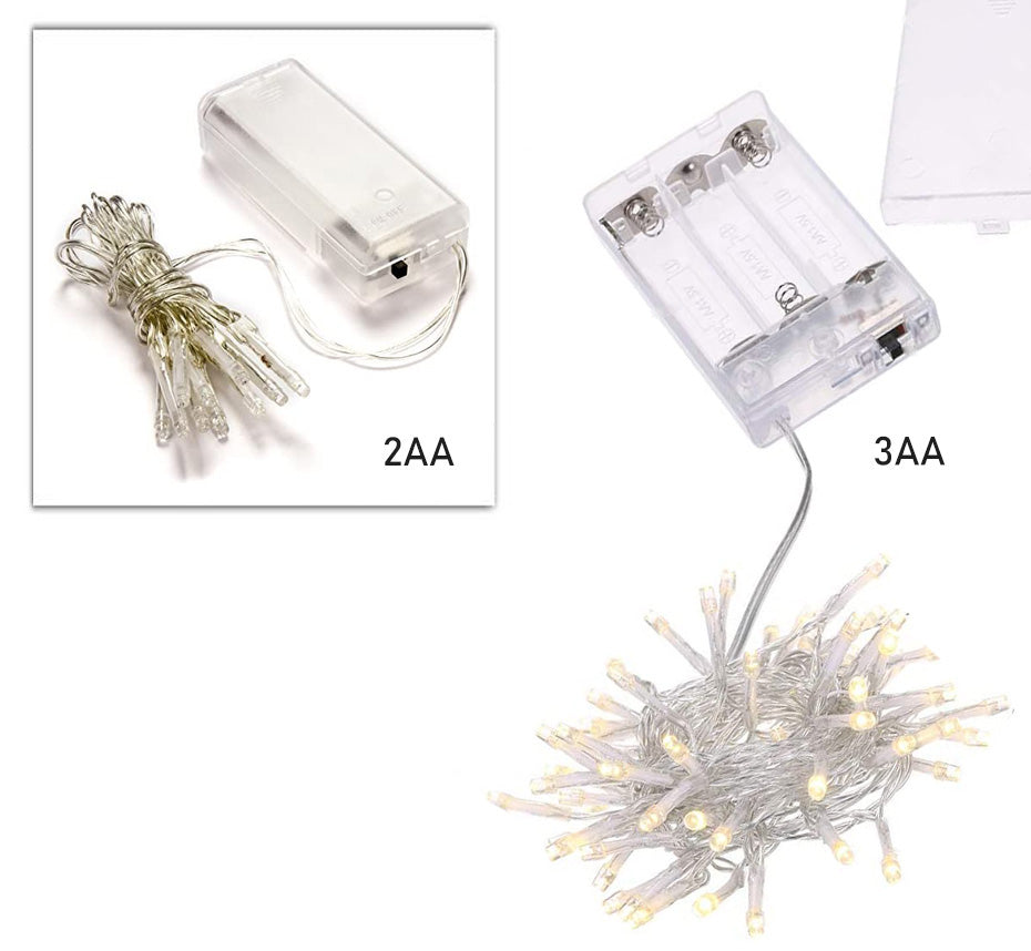 Battery String Lights with clear wire and transparent battery pack from Ningbo Foroureyes Electric Co Ltd