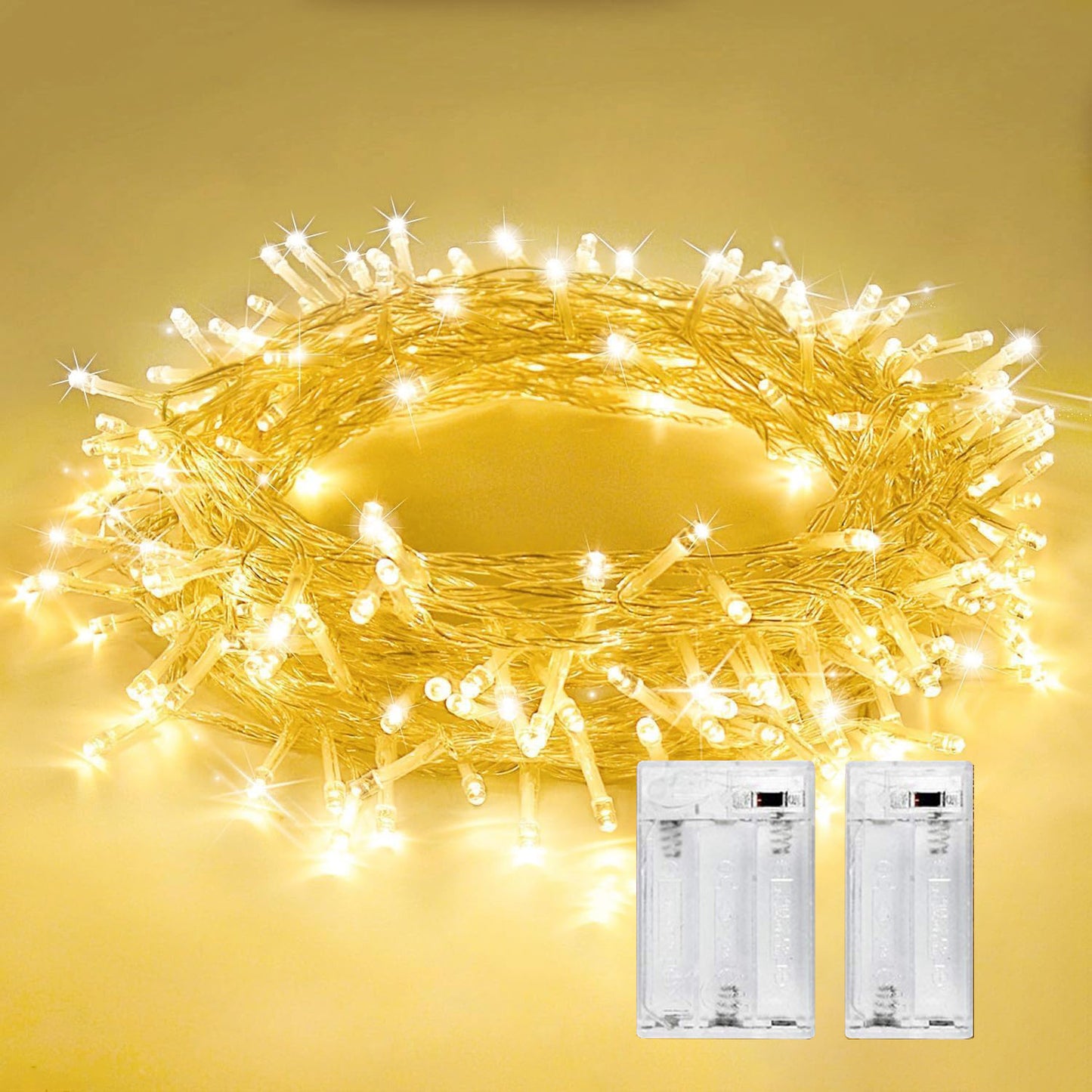 Warm white Battery String Lights by Ningbo Foroureyes Electric with clear battery packs for indoor decoration