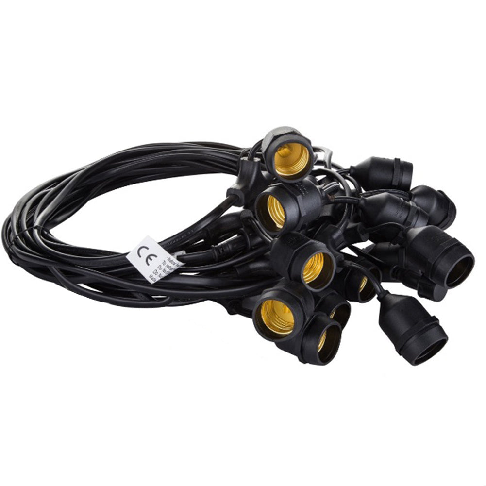 Black string cable with multiple sockets designed for copper wire string lights by Ningbo Fuaisi Electric Appliance