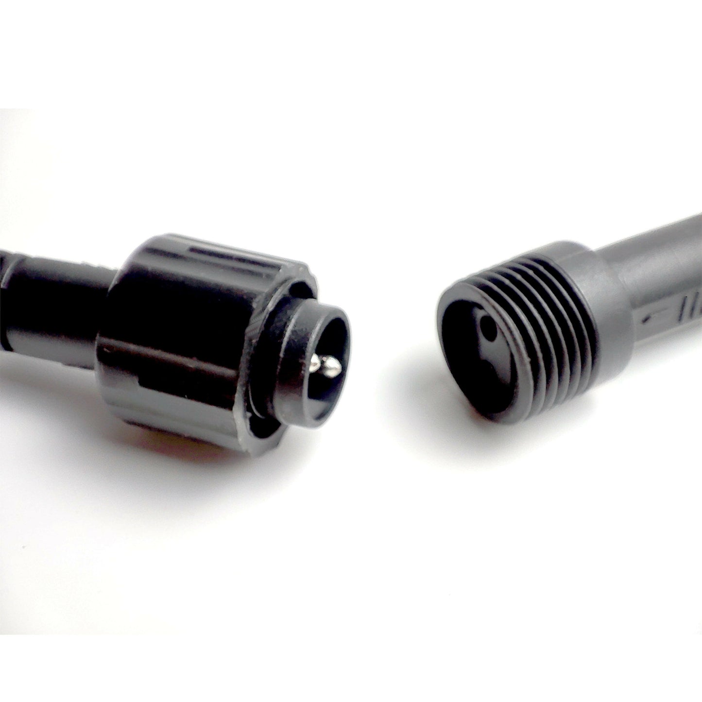 Close-up of black connector plugs for outdoor lighting decorative lights by Ningbo Fuaisi Electric Appliance