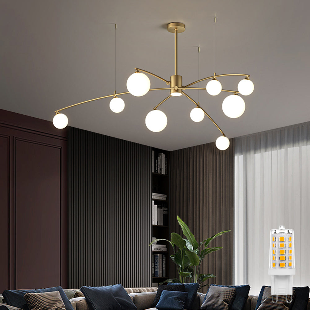 Modern chandelier with dimmbale G9 led bulbs in a stylish living room by Ningbo Foroureyes