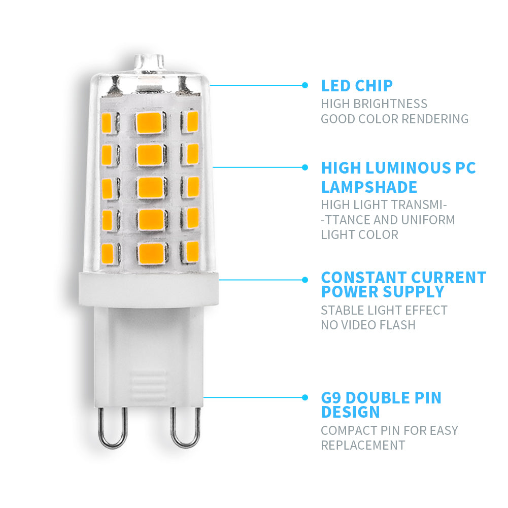 dimmbale G9 led bulb with high brightness LED chip and double pin design for easy replacement