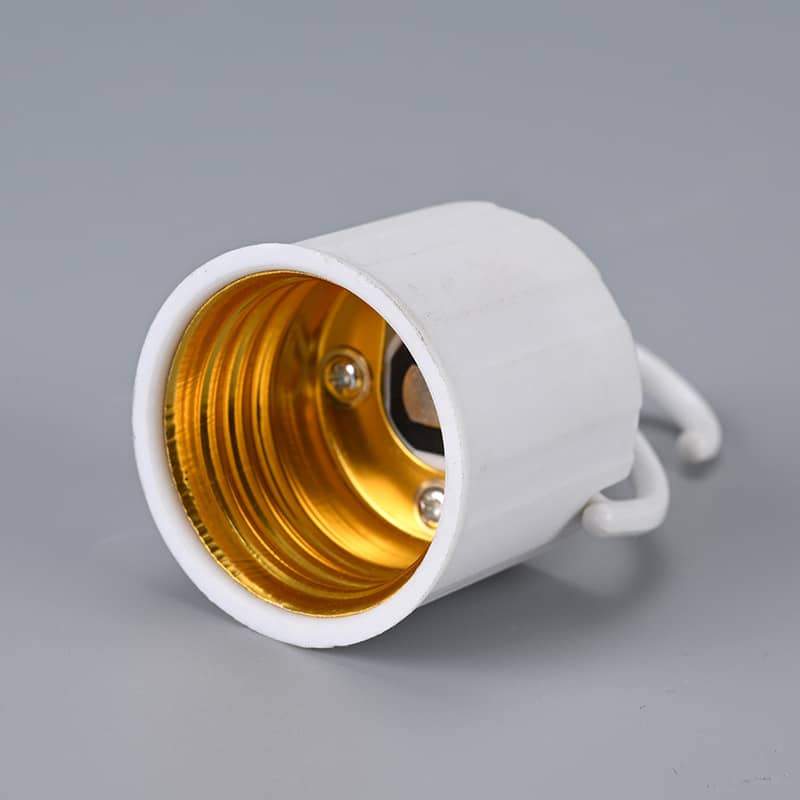 E27 Bulb Socket lamp holder in white with gold interior for secure lightbulb fitting