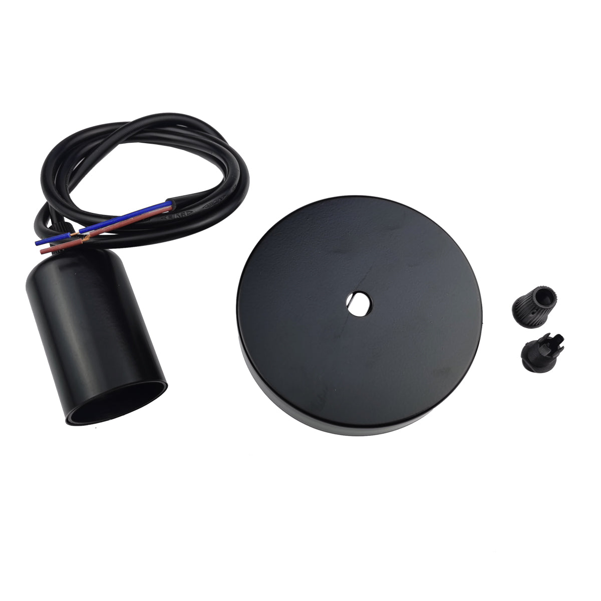 Black E27 Lamp Holder with wiring and mounting accessories by Ningbo Foroureyes Electric Co Ltd