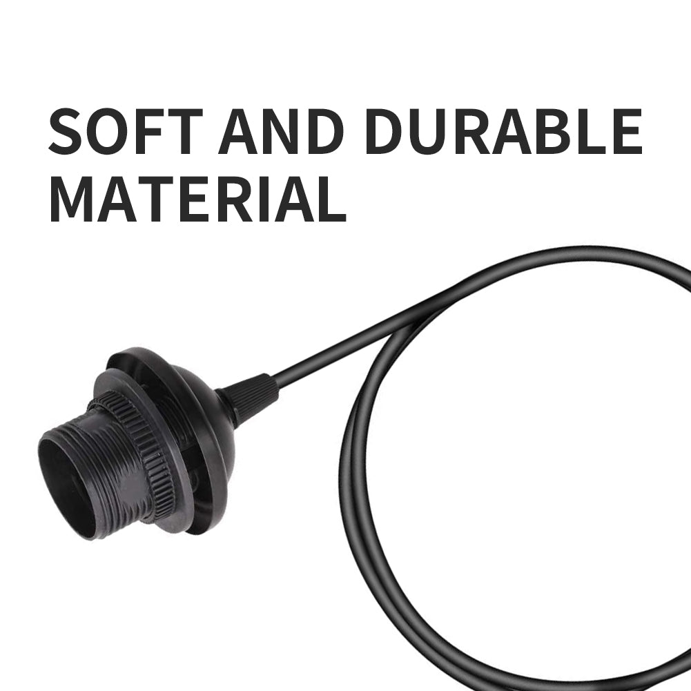 Black E27 lamp holder with soft and durable material and attached power cord