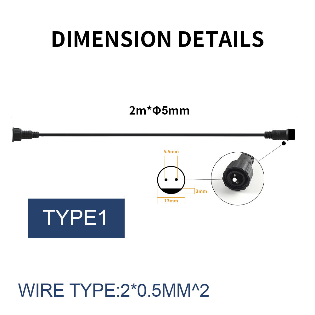 Extension Wire type 1 with 2 meter length and 5mm diameter for lighting accessory use