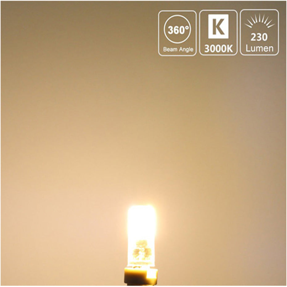 Brightly lit G4 LED Bulb emitting 3000K warm white light with 360 degree beam angle and 230 lumens
