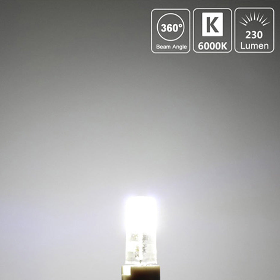 Bright white G4 LED Bulb with 360 degree beam angle 6000K color temperature and 230 lumen brightness