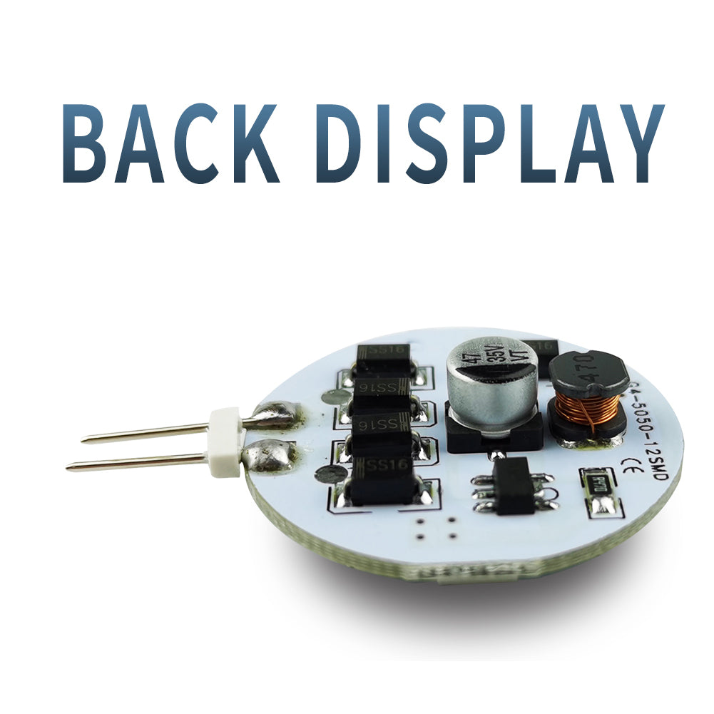 Close-up of G4 LED Light for Hood circuit board with electronic components and two-pin connector