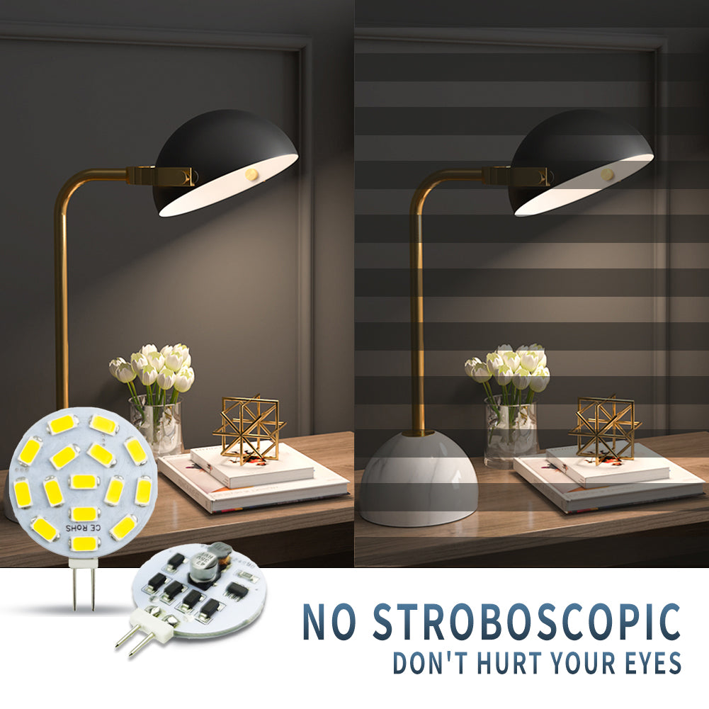 G4 LED Light for Hood with no stroboscopic flicker shown illuminating a desk lamp