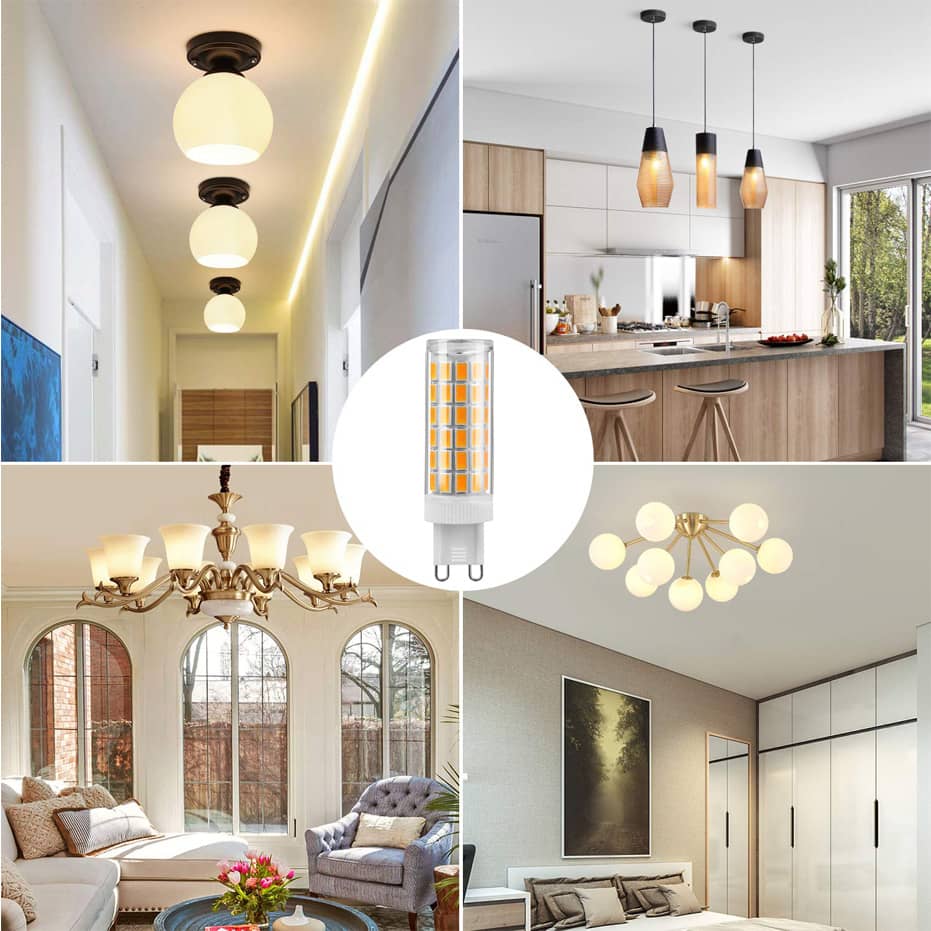 G9 LED Bulb displayed in various home lighting setups for modern energy-efficient illumination