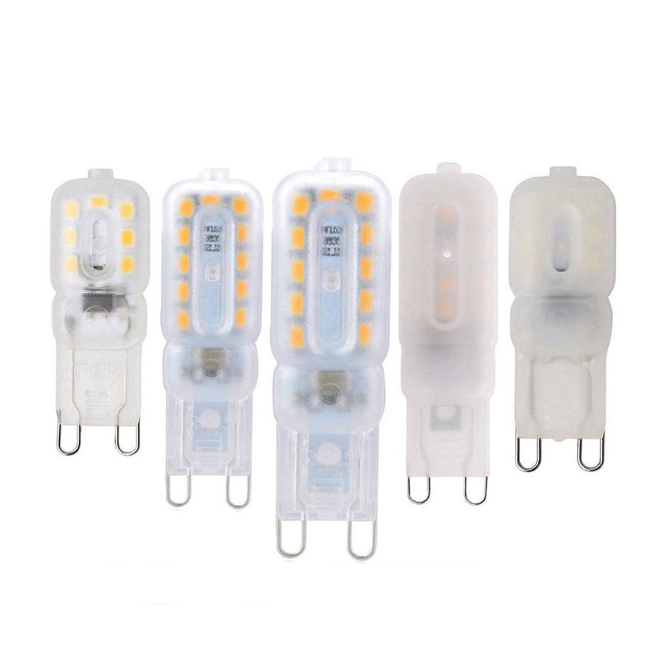 Set of five Ningbo Fuaisi G9 LED bulbs with clear casing and visible LED chips for bright lighting