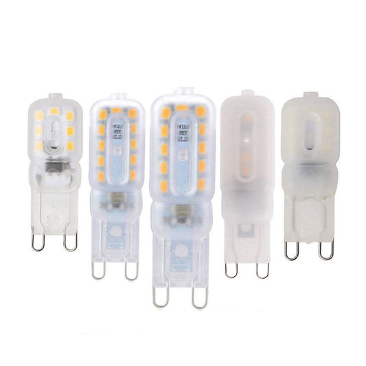 Set of five Ningbo Fuaisi G9 LED bulbs with clear casing and visible LED chips for bright lighting