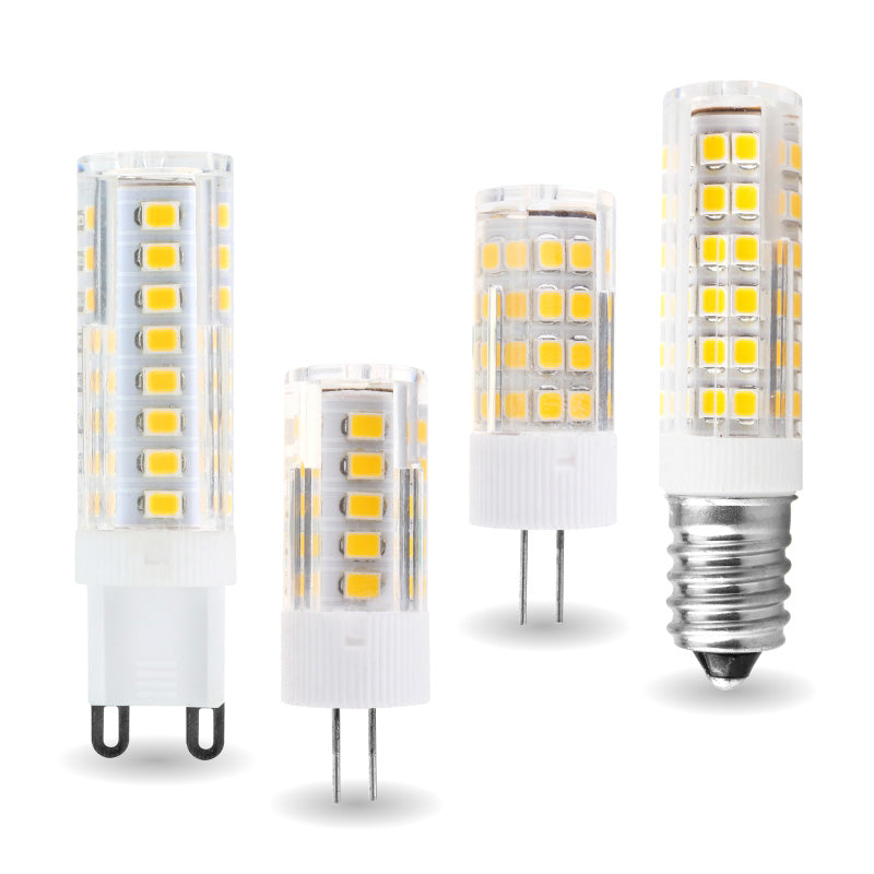 Set of G9 LED light bulbs by Ningbo Fuaisi Electric Appliance Co with various base types and visible LED chips
