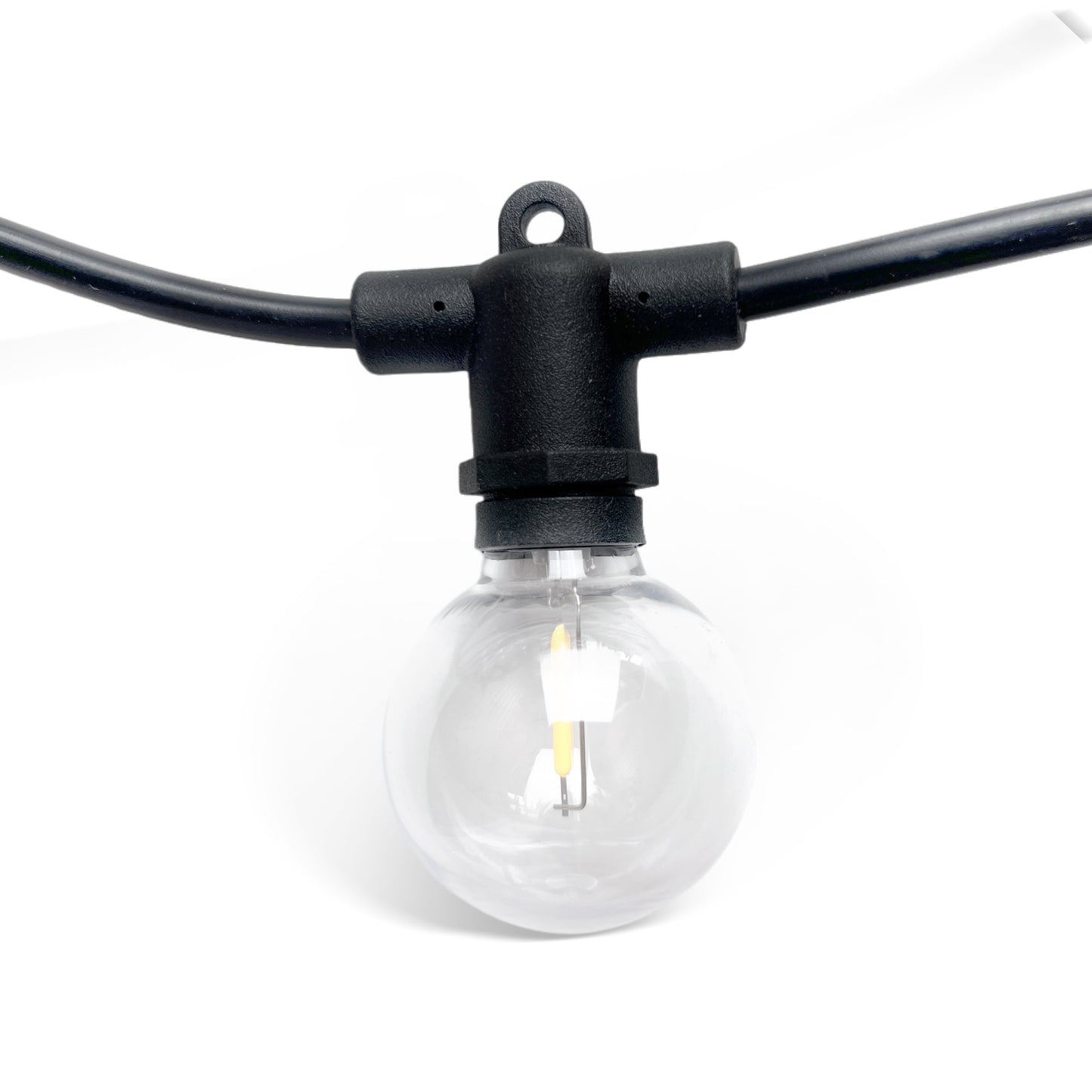 Clear bulb string garden lights with black wiring for outdoor lighting from Ningbo Fuaisi Electric Appliance