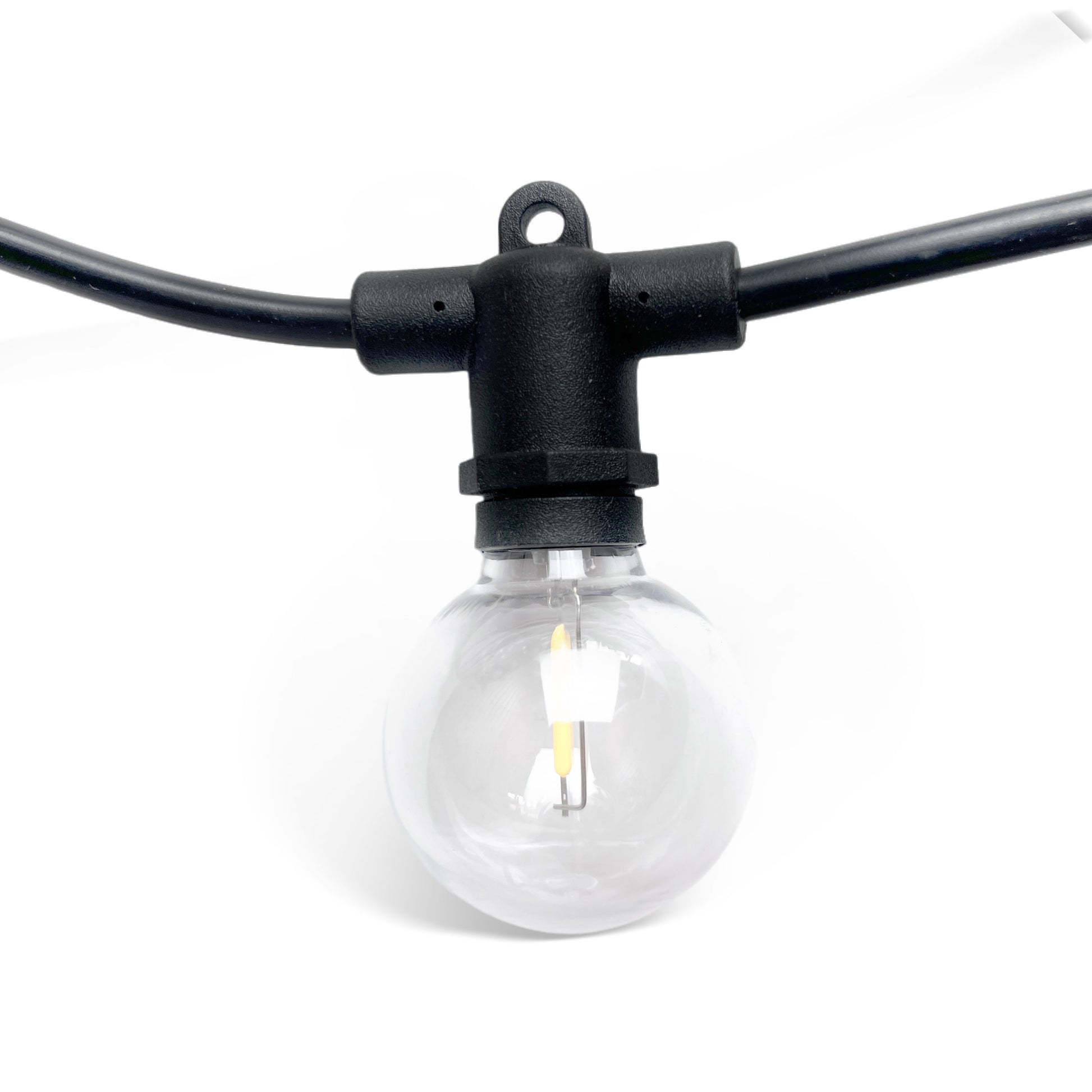 Clear bulb string garden lights with black wiring for outdoor lighting from Ningbo Fuaisi Electric Appliance