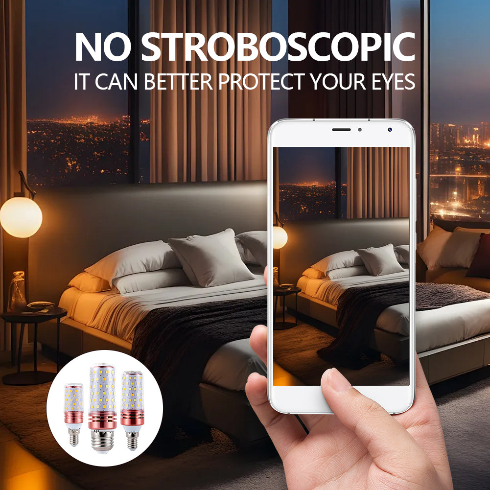 LED corn bulb set by Ningbo Foroureyes Electric shown in bedroom lighting with no stroboscopic effect