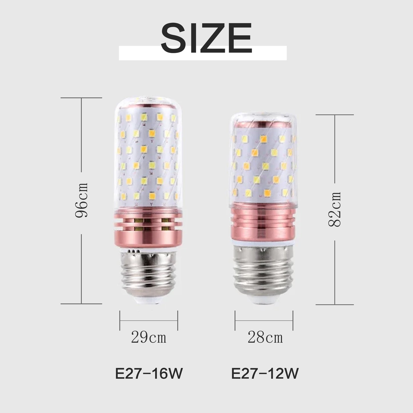 Ningbo Foroureyes Electric Co led corn bulb E27 16W and 12W sizes with measurements