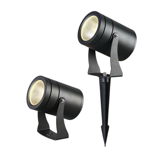 Black LED garden spotlights with adjustable mounts and stake for outdoor lighting by Ningbo Foroureyes