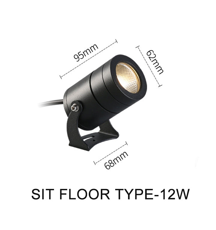 Black Ningbo Foroureyes led garden spotlights sit floor type 12W with dimensions 95mm by 62mm by 68mm