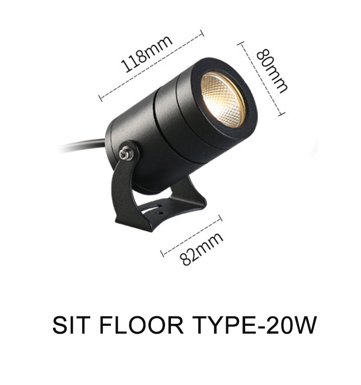 Black 20W LED garden spotlights with adjustable stand and compact design by Ningbo Foroureyes