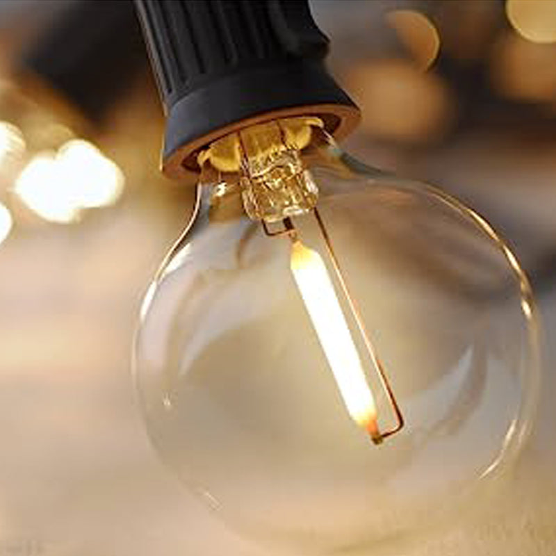 Close-up of a glowing LED bulb for outdoor use, ideal for LED Solar Fairy String Lights