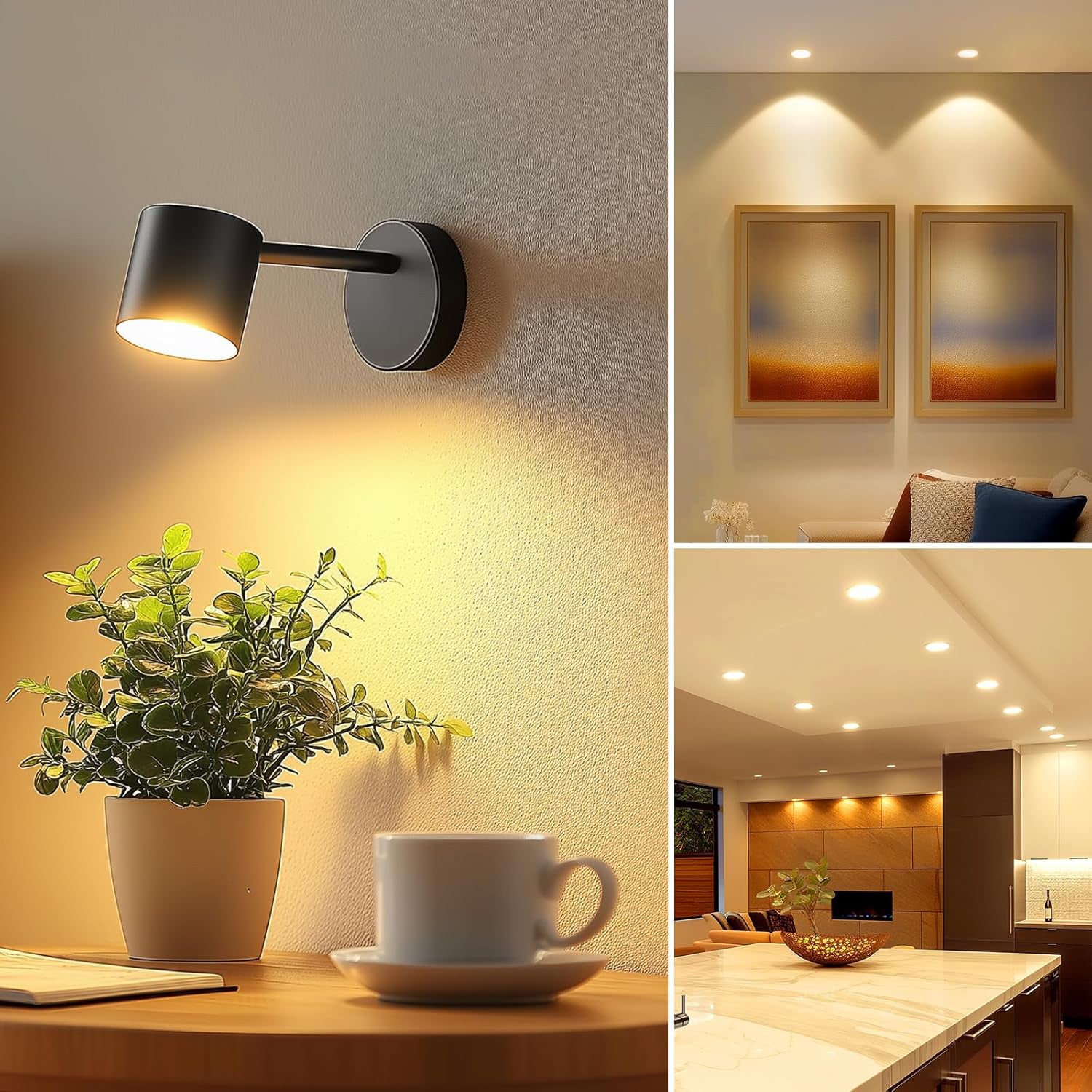 MR16 LED Spotlight Bulb illuminating modern wall lamp and ceiling spots in cozy living spaces