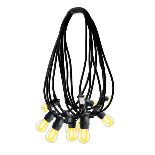 Outdoor fairy lights with black wiring and warm yellow bulbs from Ningbo Fuaisi Electric Appliance Co Ltd