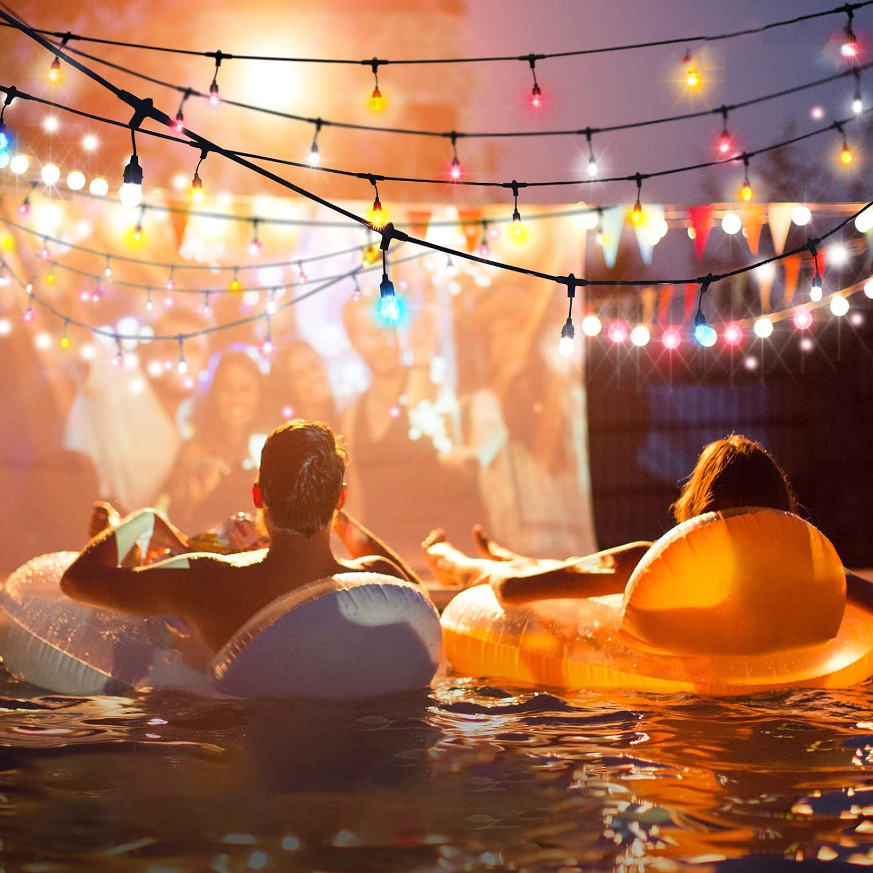 outdoor festival string lights