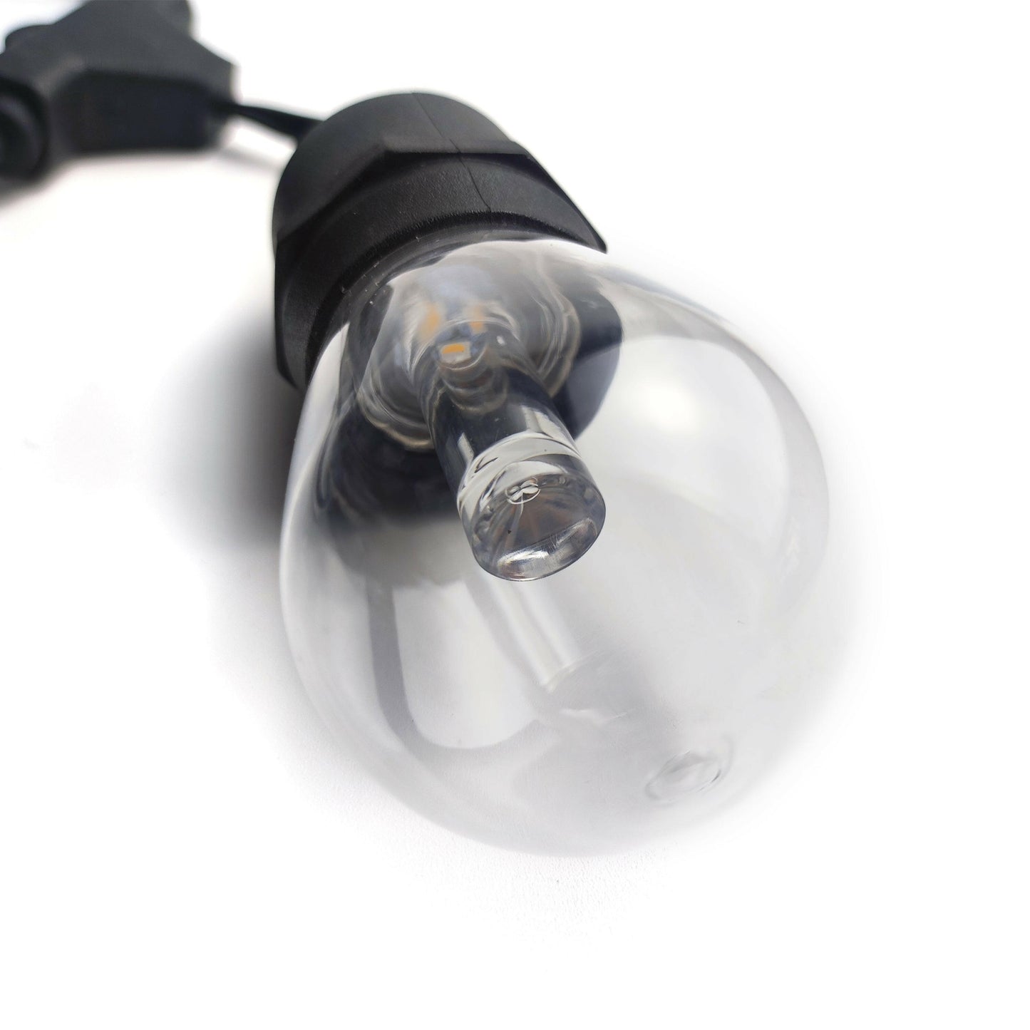 Smart outdoor string lights featuring durable clear bulbs for enhanced outdoor ambiance