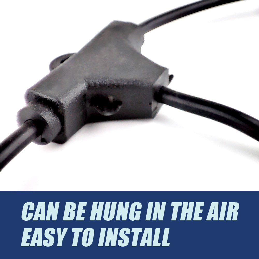 Black waterproof T-shaped Connector from Ningbo Foroureyes Electric Co. with easy installation and air hang design