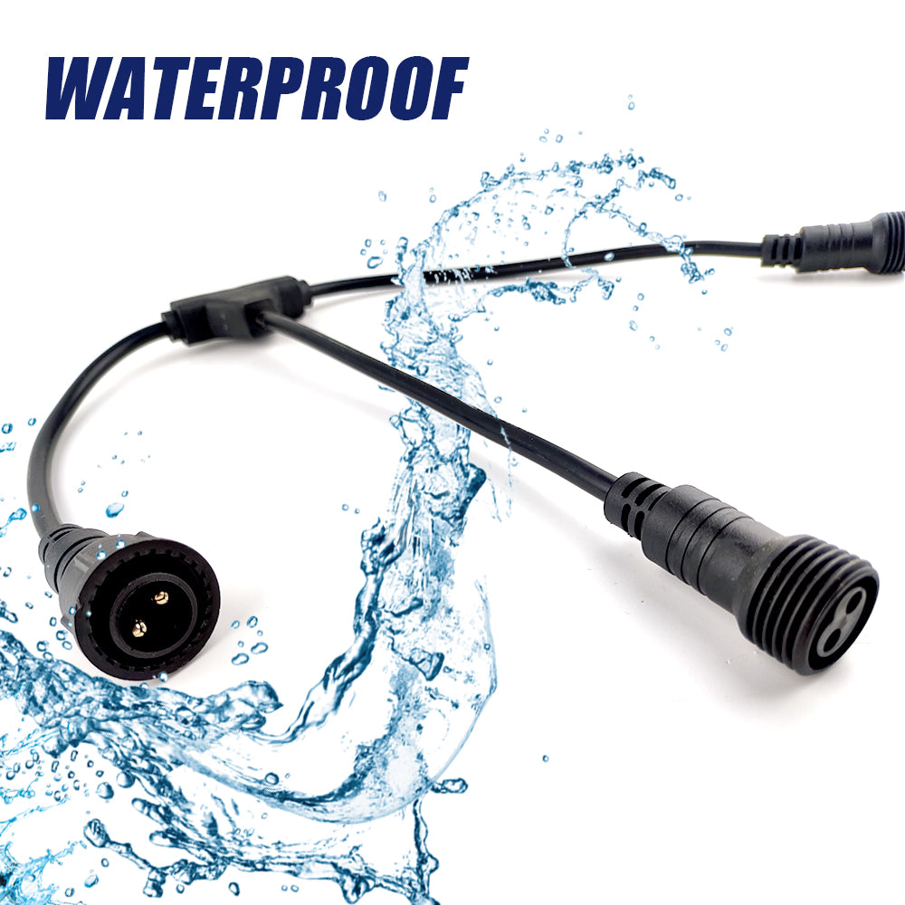 Waterproof T-shaped Connector by Ningbo Foroureyes Electric Co. with secure sealing and durable black cables