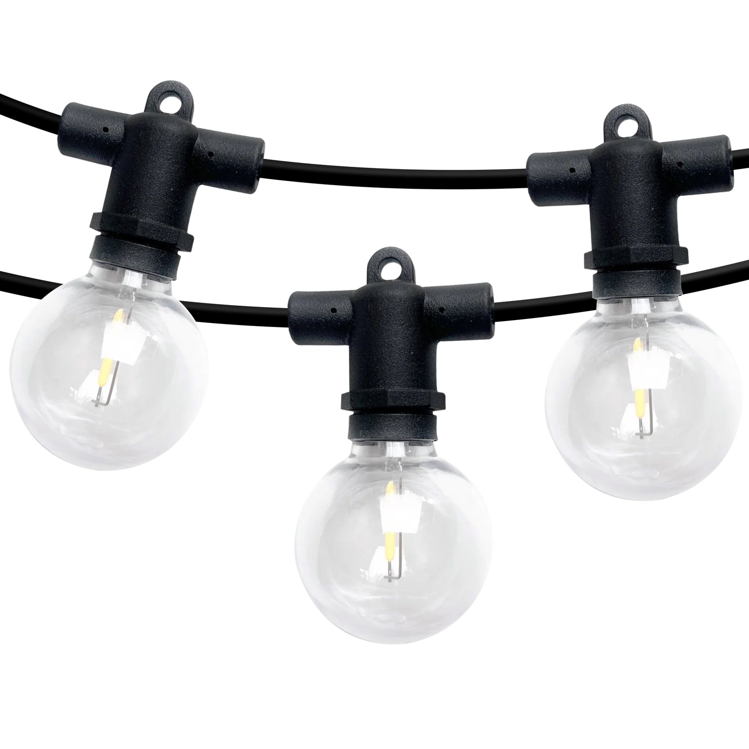 Ningbo Fuaisi 15m LED patio string lights with clear round bulbs and black cable for outdoor lighting
