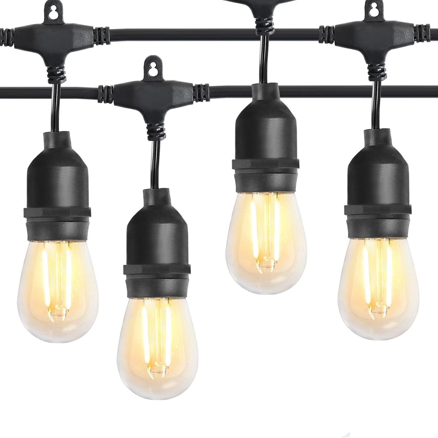 Ningbo Fuaisi commercial waterproof string lights with black sockets and warm LED bulbs for outdoor lighting