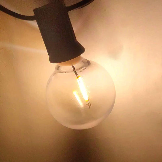 Close-up of a glowing LED light bulb with warm light for choosing LED light temperature guidance