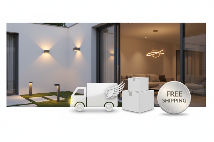 Modern Home Décor Collection with Free Shipping Product Icon Featuring Stylish Lights and Outdoor Accessories
