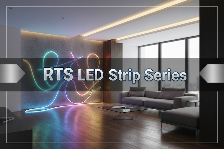 Stylish living room featuring the RTS LED Strip Series with vibrant strip lights illuminating the space