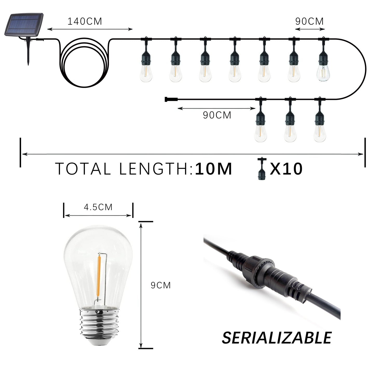 Outdoor Solar String Lights for Backyard, Christmas & Party Décor