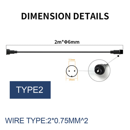 2M Light String Extension Wire With Waterproof Connector