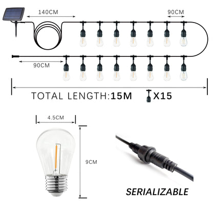 Outdoor Solar String Lights for Backyard, Christmas & Party Décor