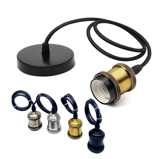 DIY Vintage E27 Socket 1m Wire Screw Base Aluminum Industrial Retro Lamp Holder For Indoor Lighting Bar Home Decoration