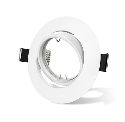Modern GU10 MR16 Downlight Frame Round White Recessed Ceiling Spotlight Housing Tilt Swivel Adjustable Lamp Holder Trim 90mm