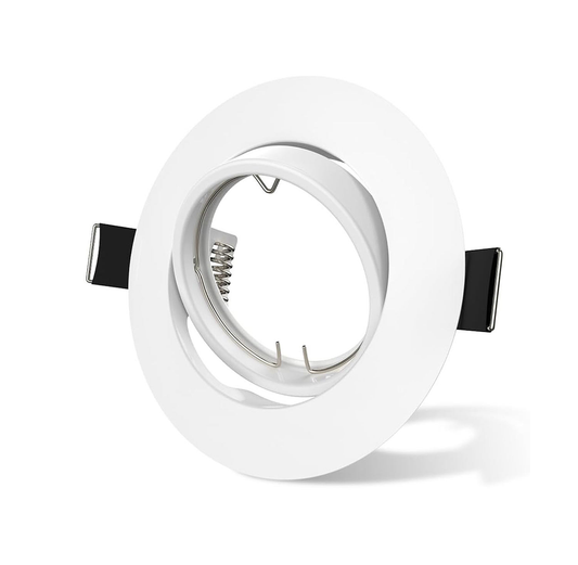 Modern GU10 MR16 Downlight Frame Round White Recessed Ceiling Spotlight Housing Tilt Swivel Adjustable Lamp Holder Trim 90mm