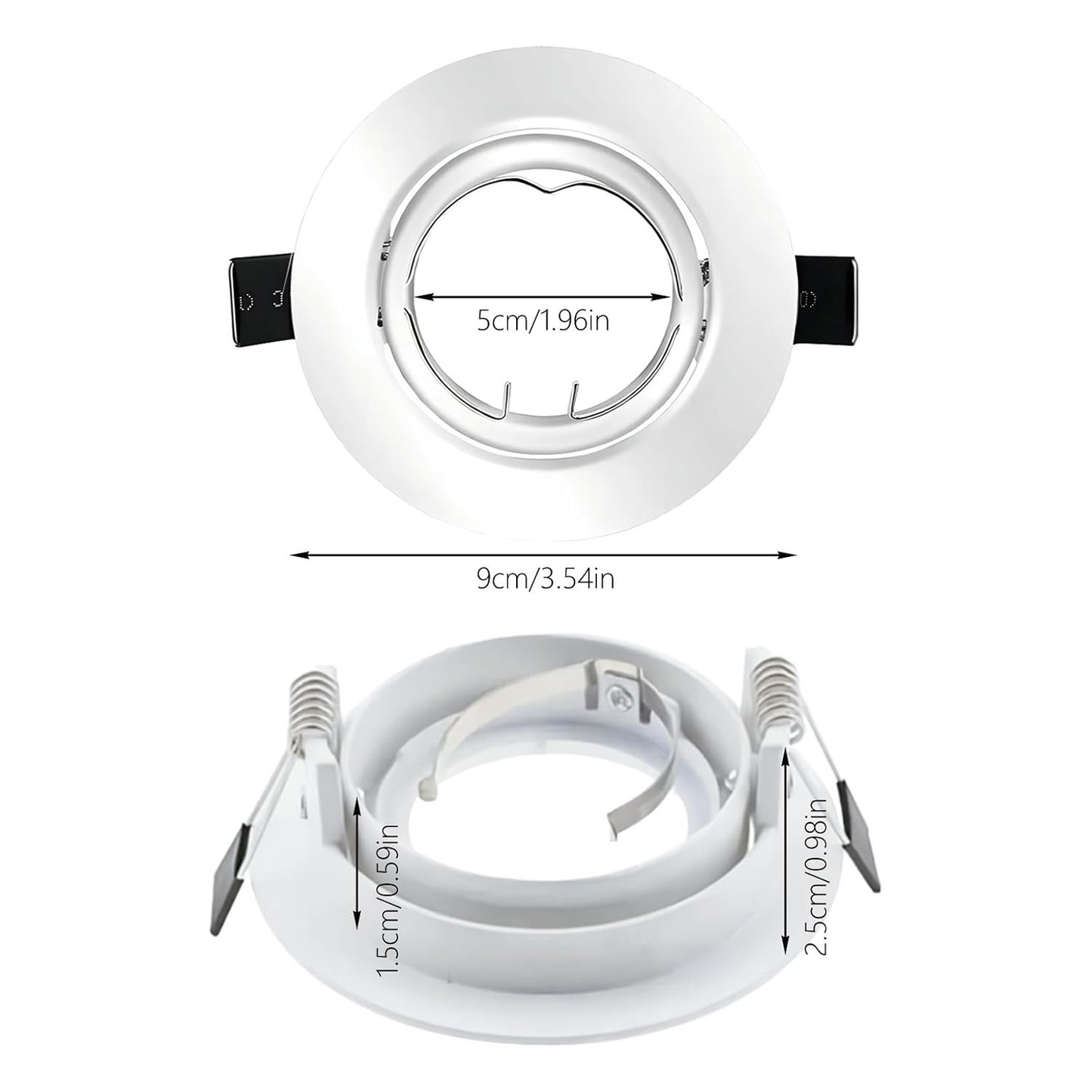 Modern GU10 MR16 Downlight Frame Round White Recessed Ceiling Spotlight Housing Tilt Swivel Adjustable Lamp Holder Trim 90mm