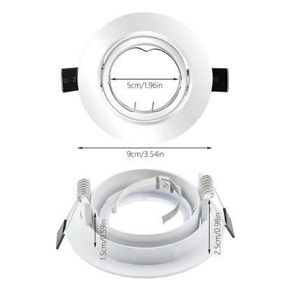 Modern GU10 MR16 Downlight Frame Round White Recessed Ceiling Spotlight Housing Tilt Swivel Adjustable Lamp Holder Trim 90mm