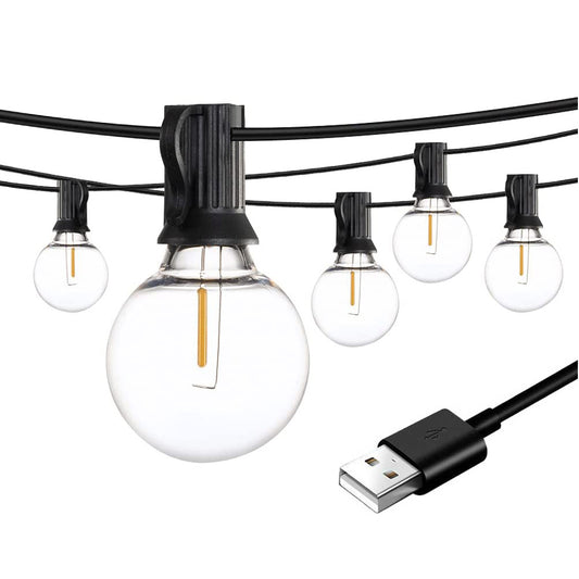 5V USB-Powered G40 LED Globe String Lights – Safe Low Voltage Warm White Patio, Bedroom & Garden Decor